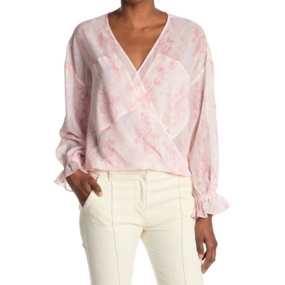 AllSaints Penny Masala See-Through Blouse in Soft Pink NWT Size 2